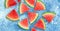 Beautiful poster with Sliced red watermelon closeup