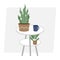 Beautiful pottery plant on white background vector