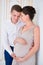 Beautiful pregnant couple expecting baby. Happiness life