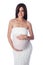 Beautiful Pregnant Woman Draped in White