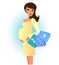 Beautiful pregnant woman on shopping