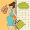 Beautiful pregnant woman on shopping