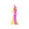 Beautiful Princess Medieval Character in Pink Ddress and Pointed Hat Vector Illustration