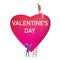 Beautiful Princess and Prince romantic scene Valentines day. Big Heart stairs Prince with crown with toy stakes horse on