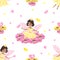 Beautiful princess seamless pattern in cartoon style