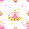 Beautiful princess seamless pattern in cartoon style