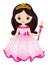 Beautiful Princess Wearing Pink Dress and Tiara. Vector Princess