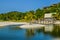 Beautiful ,pristine and Turquoise Maputo beach at Bilene with a lagoon and Indian Ocean meeting