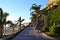 Beautiful promenade with palm trees in Morro Jable. Fuerteventura