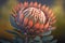 Beautiful protea flower on a blurry background
