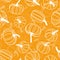 Beautiful pumpkin halloween thanksgiving seamless pattern, cute catroon pumpkins hand drawn background, great for seasonal textile