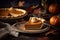 Beautiful pumpkin pie. American cuisine. Generative AI