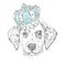 Beautiful puppy in the luxurious Crown. Vector illustration for a card or poster. Cute dog. Dalmatians - king.