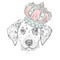 Beautiful puppy in the luxurious Crown. Vector illustration for a card or poster. Cute dog. Dalmatians - king.