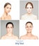Beautiful, pure and healthy female faces. Portrait of young women in collage. Lifting, skincare, plastic surgery and