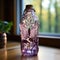 Beautiful purple butterfly wings glass plastic bottle detail