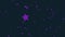 Beautiful, purple shooting stars on dark background, cartoon animation, seamless loop. Small, five-pointed stars falling