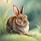 Beautiful rabbit watercolor illustration - ai generated image