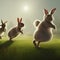 beautiful rabbits playing in the ground generated by AI