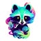 Beautiful racoon portrait in watercolor style. Generative AI