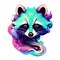 Beautiful racoon portrait in watercolor style. Generative AI