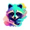 Beautiful racoon portrait in watercolor style. Generative AI