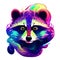 Beautiful racoon portrait in watercolor style. Generative AI