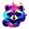 Beautiful racoon portrait in watercolor style. Generative AI