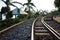 Beautiful rail track on top of a hill.