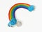 Beautiful rainbow and cloud plasticine clay, natural dough, curve shape