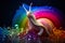 Beautiful rainbow colored fantasy snail, AI generative illustration