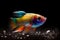 Beautiful rainbow colored fish underwater, AI generative illustration