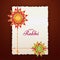 Beautiful rakhi wristband design on white greeting card for Ra