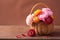 Beautiful ranunculus flowers in basket