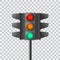 Beautiful realistic colorful front view traffic lights vector on transparent background