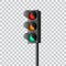 Beautiful realistic colorful perspective view traffic lights vector on transparent background