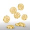 Beautiful realistic cryptocurrency vector of golden falling bitcoins on white background