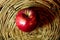 Beautiful red apples on a wooden board.