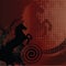 Beautiful red background with horse and swirl