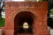 Beautiful red brick tunnel scenic of the Eternal golden castle