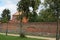 Beautiful red brick walls of the main castle of the Teutonic Order in Malbork. Poland.