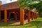 Beautiful red building in Great Mosque of Al-Imam Majalengka, Indonesia