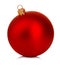 Beautiful red Christmas ball on a white background.