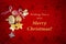 Beautiful Red Christmas Card with Gold various Gold decorations and Wishing text