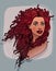 Beautiful red curly haired woman