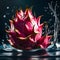 Beautiful red dragon fruit with fresh water - ai generated image