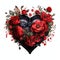 beautiful red Gothic Heart with flowers clipart illustration