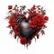 beautiful red Gothic Heart with flowers clipart illustration