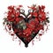 beautiful red Gothic Heart with flowers clipart illustration