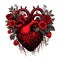 beautiful red Gothic Heart with flowers clipart illustration